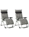 Outsunny 2 Piece Reclining Zero Gravity Chair Folding Garden Sun Lounger with Cushion Headrest Dark Grey 84B-536V70