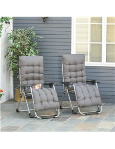 Outsunny 2 Piece Reclining Zero Gravity Chair Folding Garden Sun Lounger with Cushion Headrest Dark Grey 84B-536V70 2