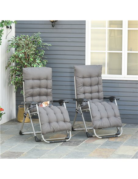 Outsunny 2 Piece Reclining Zero Gravity Chair Folding Garden Sun Lounger with Cushion Headrest Dark Grey 84B-536V70 - pic 41917 | FastDaddyshop