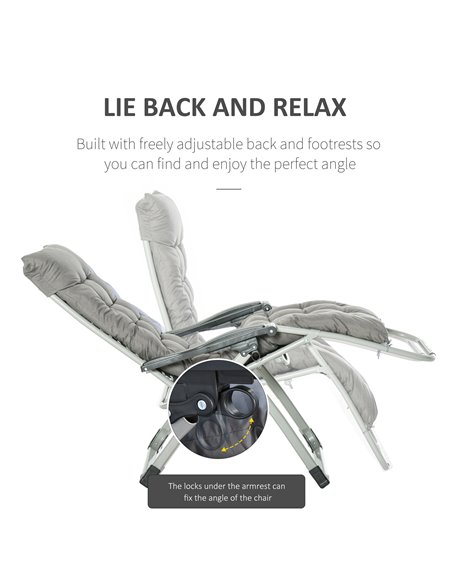 Outsunny 2 Piece Reclining Zero Gravity Chair Folding Garden Sun Lounger with Cushion Headrest Dark Grey 84B-536V70 - pic 41921 | FastDaddyshop