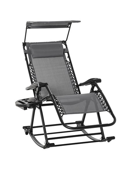 Outsunny Garden Rocking Chair Folding Sun Lounger, Grey & Black 84A-080V01GY - pic 41925 | FastDaddyshop