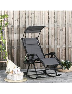 Outsunny Garden Rocking Chair Folding Sun Lounger, Grey & Black 84A-080V01GY 2