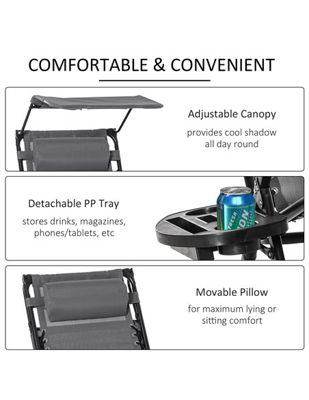 Outsunny Garden Rocking Chair Folding Recliner Outdoor Adjustable Sun Lounger Rocker Zero-Gravity Seat with Headrest Side Holder - pic 41929 | FastDaddyshop