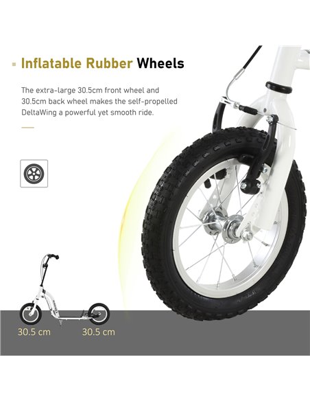 HOMCOM Youth Scooter Front and Rear Caliper Dual Brakes 12-Inch Inflatable Front Wheel Ride On Toy For Age 5+ - pic 4193 | FastDaddyshop