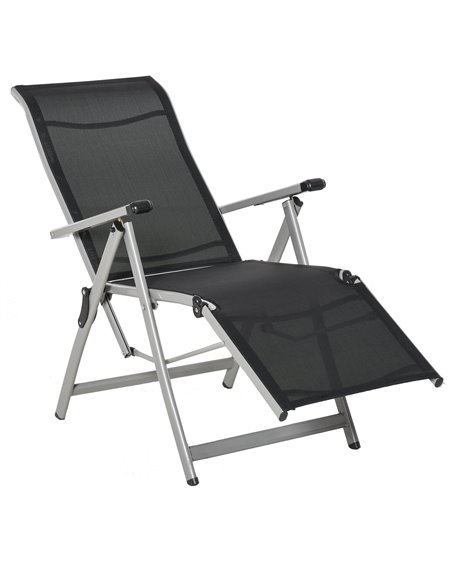 Outsunny Outdoor Sun Lounger 10-Position, Black and Grey 84B-537BK - pic 41934 | FastDaddyshop