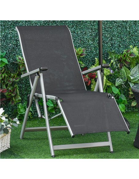 Outsunny Outdoor Sun Lounger 10-Position, Black and Grey 84B-537BK - pic 41935 | FastDaddyshop
