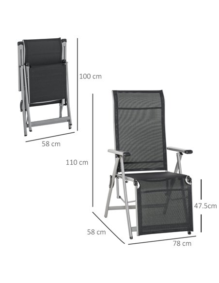 Outsunny Outdoor Sun Lounger 10-Position, Black and Grey 84B-537BK - pic 41936 | FastDaddyshop