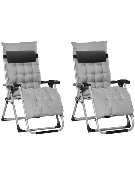 Outsunny 2 Piece Garden Sun Lounger with Cushion, Light Grey 84B-536V70LG - pic 41943 | FastDaddyshop