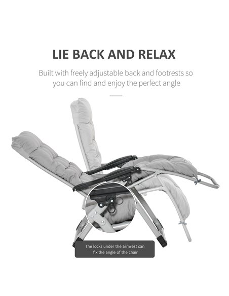 Outsunny 2 Piece Reclining Zero Gravity Chair Folding Garden Sun Lounger with Cushion Headrest Light Grey 84B-536V70LG - pic 41946 | FastDaddyshop
