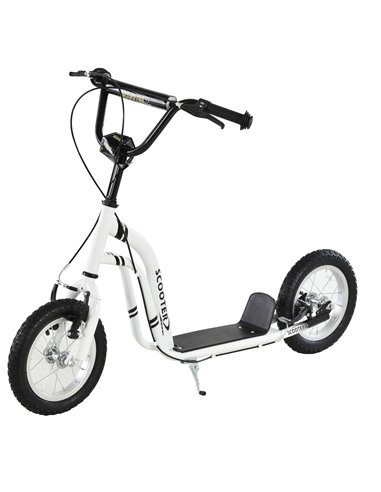 HOMCOM Youth Scooter Front and Rear Caliper Dual Brakes 12-Inch Inflatable Front Wheel Ride On Toy For Age 5+