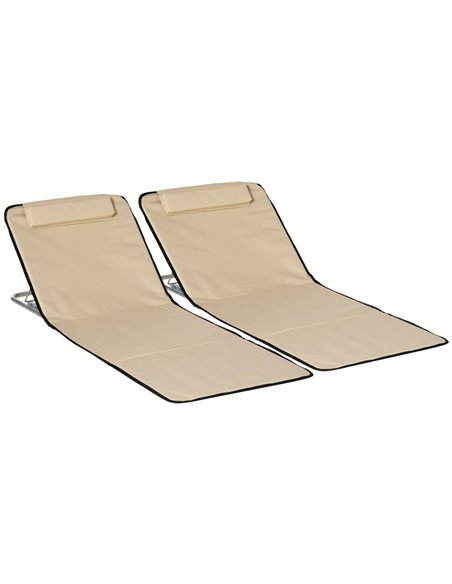 Outsunny Set of 2 Foldable Garden Beach Chair Mat, Beige 84B-455V70BG - pic 41961 | FastDaddyshop