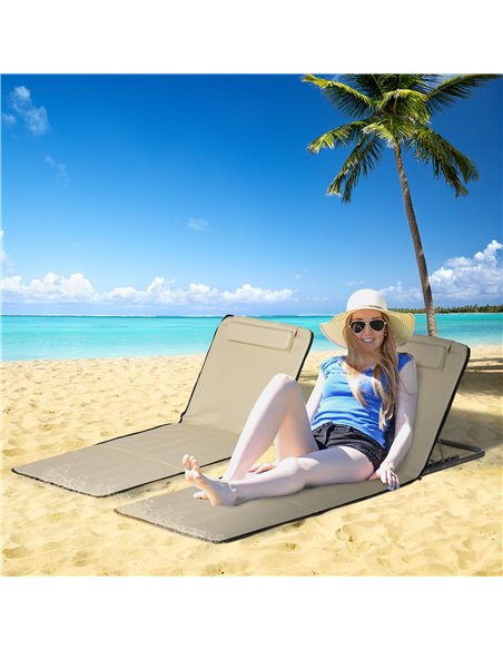 Outsunny Set of 2 Foldable Garden Beach Chair Mat, Beige 84B-455V70BG - pic 41962 | FastDaddyshop
