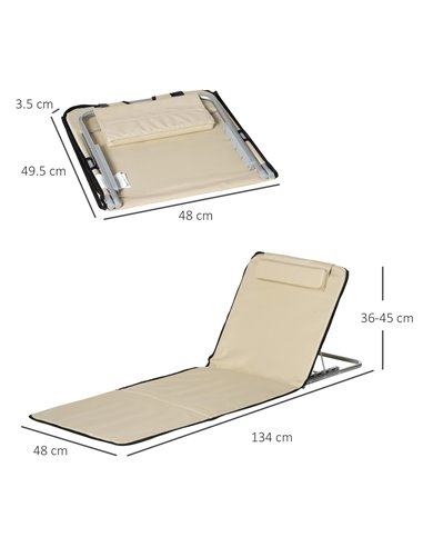 Outsunny Set of 2 Foldable Garden Beach Chair Mat, Beige 84B-455V70BG
