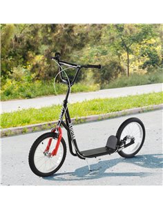 HOMCOM Teen Kids Stunt Scooter Children Kick Scooter Adjustable Handlebar 2 Brakes Ride On 16 Inch Rubber Tyres Black