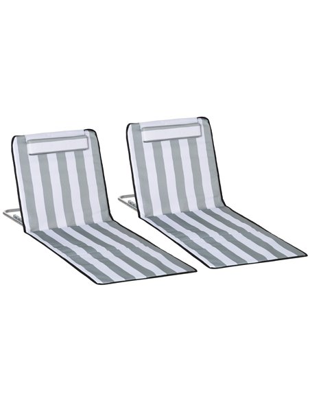 Outsunny Set of 2 Foldable Garden Beach Chair Mat, Light Grey 84B-455V70LG - pic 41970 | FastDaddyshop