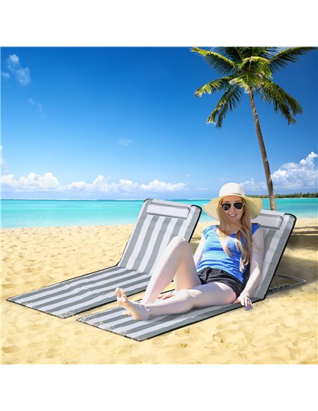 Outsunny Set of 2 Foldable Garden Beach Chair Mat, Light Grey 84B-455V70LG - pic 41971 | FastDaddyshop