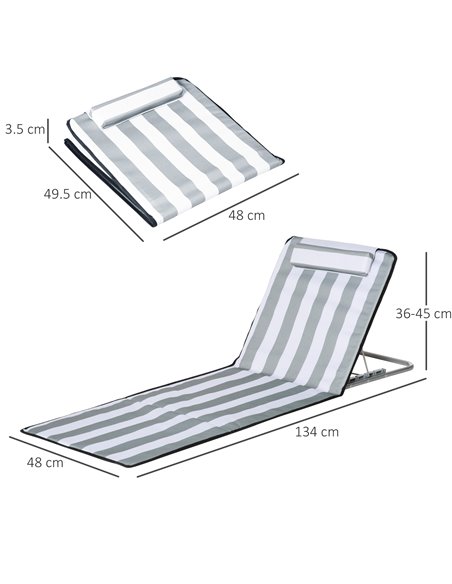 Outsunny Set of 2 Foldable Garden Beach Chair Mat, Light Grey 84B-455V70LG - pic 41972 | FastDaddyshop