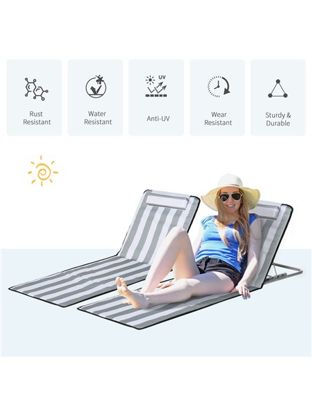 Outsunny Set of 2 Foldable Garden Beach Chair Mat, Light Grey 84B-455V70LG - pic 41973 | FastDaddyshop