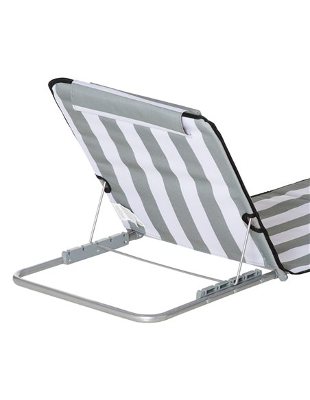 Outsunny Set of 2 Foldable Garden Beach Chair Mat Lightweight Outdoor Sun Lounger Seats Adjustable Back Metal Frame PE Fabric He - pic 41977 | FastDaddyshop