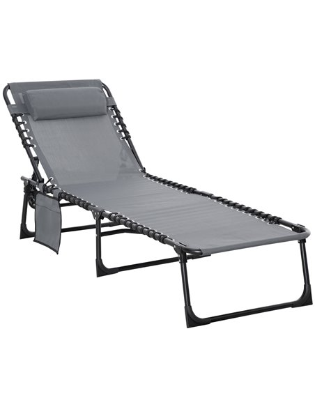 Outsunny Portable Sun Lounger, Folding Camping Bed Cot, Grey 84B-812V70GY - pic 41988 | FastDaddyshop