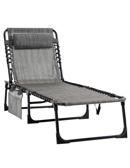 Outsunny Portable Sun Lounger, Folding Camping Bed Cot, Mixed Grey 84B-812V70 - pic 41997 | FastDaddyshop