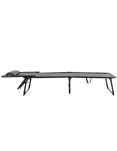 Outsunny Portable Sun Lounger, Folding Camping Bed Cot, Reclining Lounge Chair 5-position Adjustable Backrest with Pillow, Mixed