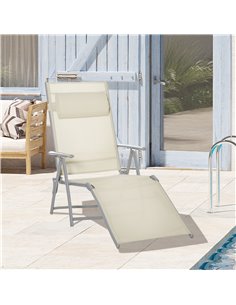 Outsunny Outdoor Folding Chaise Lounge Chair Recliner, Beige 84B-184V02BG 2