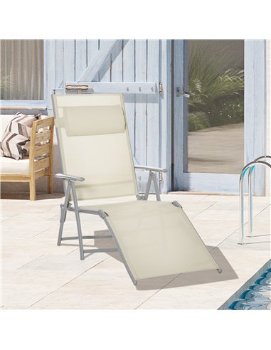 Outsunny Outdoor Folding Chaise Lounge Chair Recliner, Beige 84B-184V02BG