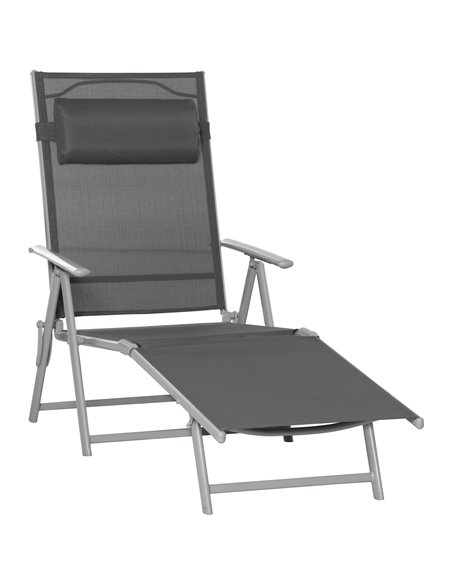 Outsunny Outdoor Folding Chaise Lounge Chair Recliner, Dark Grey 84B-184V02CG - pic 42015 | FastDaddyshop