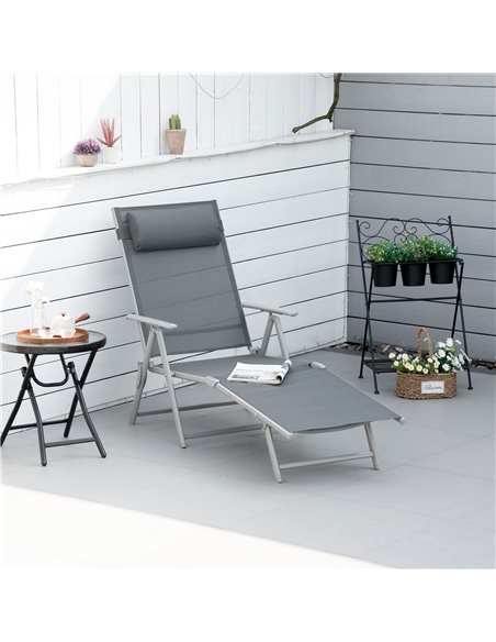 Outsunny Outdoor Folding Chaise Lounge Chair Recliner, Dark Grey 84B-184V02CG - pic 42016 | FastDaddyshop