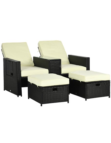 Outsunny 5PC PE Rattan Sun Lounger, Black 862-067V71BK - pic 42024 | FastDaddyshop