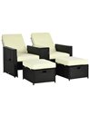 Outsunny 5PC PE Rattan Sun Lounger, Black 862-067V71BK