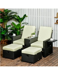 Outsunny 5PC PE Rattan Sun Lounger, Black 862-067V71BK 2