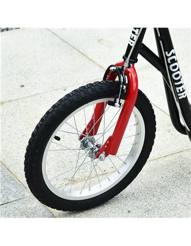 HOMCOM Teen Kids Stunt Scooter Children Kick Scooter Adjustable Handlebar 2 Brakes Ride On 16 Inch Rubber Tyres Black