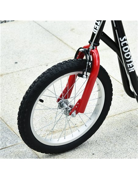 HOMCOM Teen Kids Stunt Scooter Children Kick Scooter Adjustable Handlebar 2 Brakes Ride On 16 Inch Rubber Tyres Black - pic 4203 | FastDaddyshop