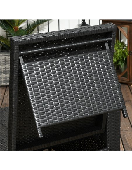 Outsunny 5PC PE Rattan Sun Lounger, Outdoor Wicker 5-level Adjustable Recliner Sofa Bed with Storage Side Table, Footstools, for - pic 42031 | FastDaddyshop