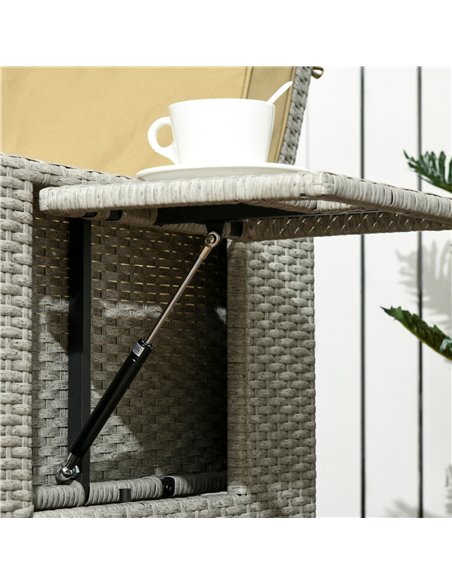 Outsunny 5PC PE Rattan Sun Lounger, Outdoor Wicker 5-level Adjustable Recliner Sofa Bed with Storage Side Table Footstools, for  - pic 42040 | FastDaddyshop