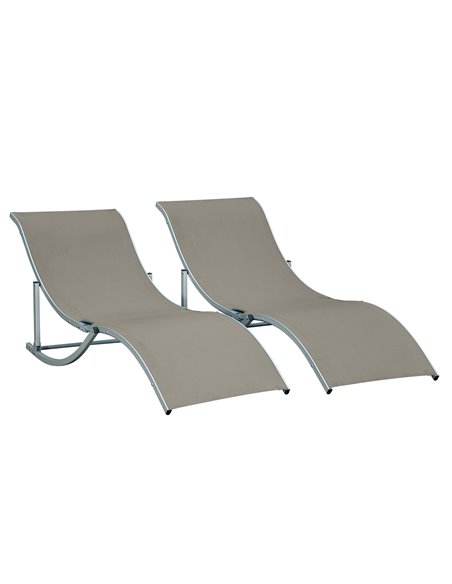 Outsunny Set of 2 S-shaped Foldable Lounge Chair, Light Grey 84B-540GY - pic 42051 | FastDaddyshop