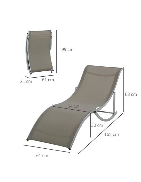 Outsunny Set of 2 S-shaped Foldable Lounge Chair Sun Lounger Reclining Outdoor Chair for Patio Beach Garden Light Grey 84B-540GY - pic 42053 | FastDaddyshop