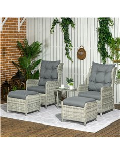 Outsunny 5 Pieces PE Rattan Sun Lounger Set, Mixed Grey 860-264V00GY 2
