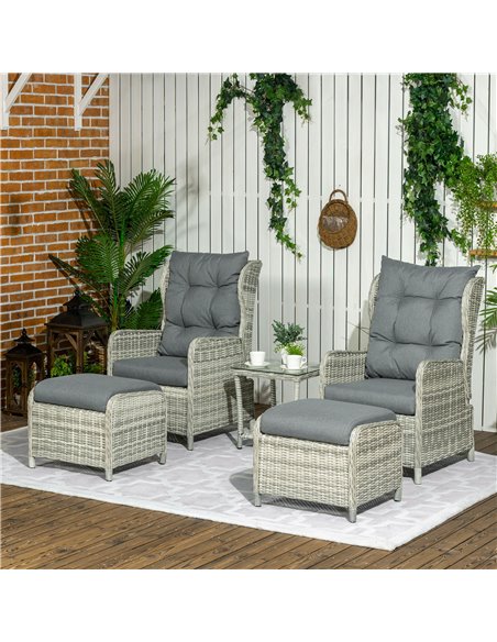 Outsunny 5 Pieces PE Rattan Sun Lounger Set, Mixed Grey 860-264V00GY - pic 42061 | FastDaddyshop