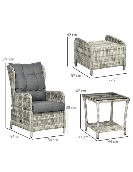 Outsunny 5 Pieces PE Rattan Sun Lounger Set, Mixed Grey 860-264V00GY - pic 42062 | FastDaddyshop