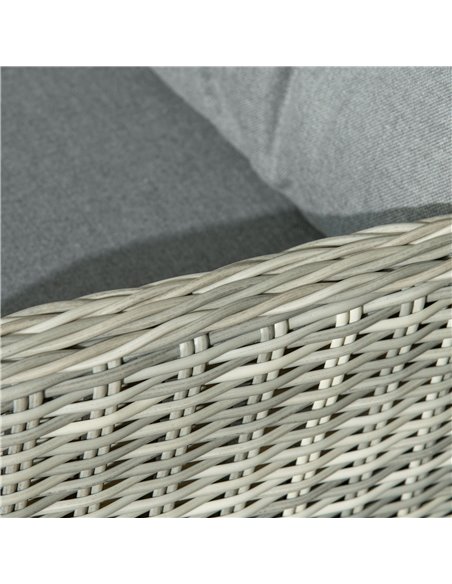 Outsunny 5 Pieces PE Rattan Sun Lounger Set, Outdoor Half-round Wicker Recliner Sofa Bed with Glass Top Two-tier Table and Foots - pic 42067 | FastDaddyshop