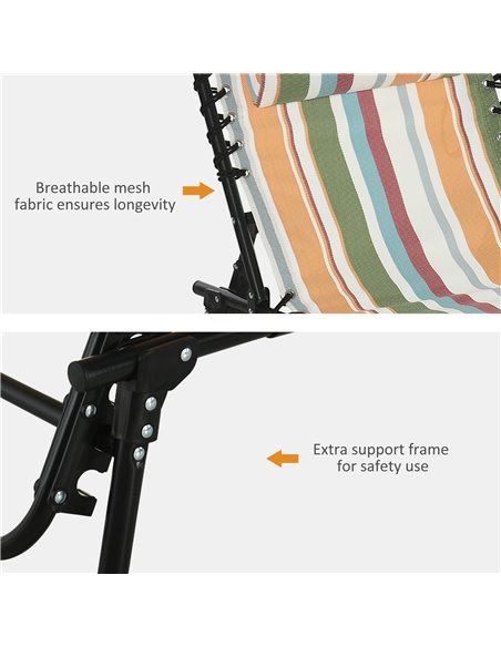 Outsunny Folding Sun Lounger Beach Chaise Chair Garden Reclining Cot Camping Hiking Recliner with 4 Position Adjustable, Multico - pic 42083 | FastDaddyshop