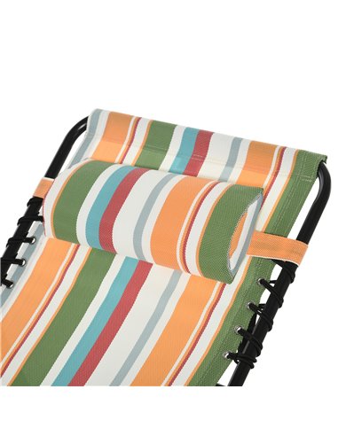 Outsunny Folding Sun Lounger Beach Chaise Chair Garden Reclining Cot Camping Hiking Recliner with 4 Position Adjustable, Multico