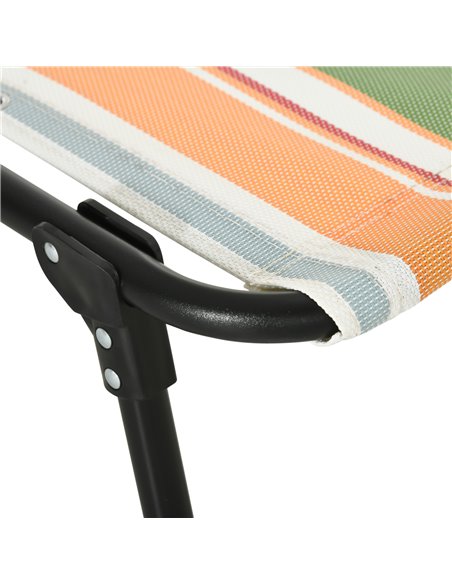 Outsunny Folding Sun Lounger Beach Chaise Chair Garden Reclining Cot Camping Hiking Recliner with 4 Position Adjustable, Multico - pic 42086 | FastDaddyshop