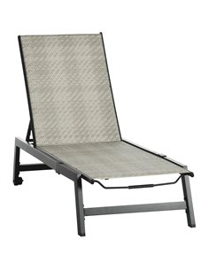 Outsunny Outdoor PE Rattan Sun Lounger, Black & Grey 862-064V03GG