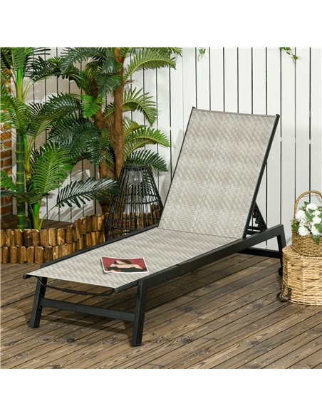 Outsunny Outdoor PE Rattan Sun Lounger, Black & Grey 862-064V03GG - pic 42088 | FastDaddyshop