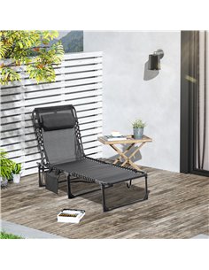 Outsunny Portable Sun Lounger, Folding Camping Bed Cot, Black 84B-812BK 2
