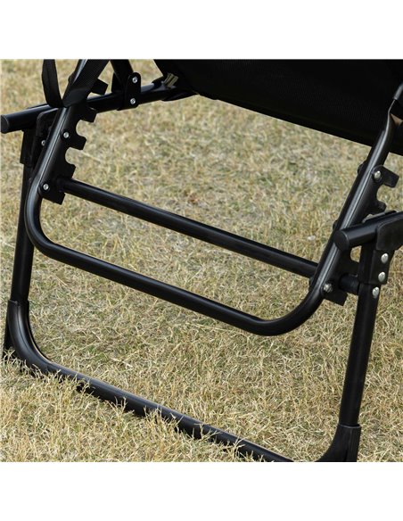 Outsunny Portable Sun Lounger, Folding Camping Bed Cot, Reclining Lounge Chair 5-position Adjustable Backrest w/Side Pocket for  - pic 42103 | FastDaddyshop